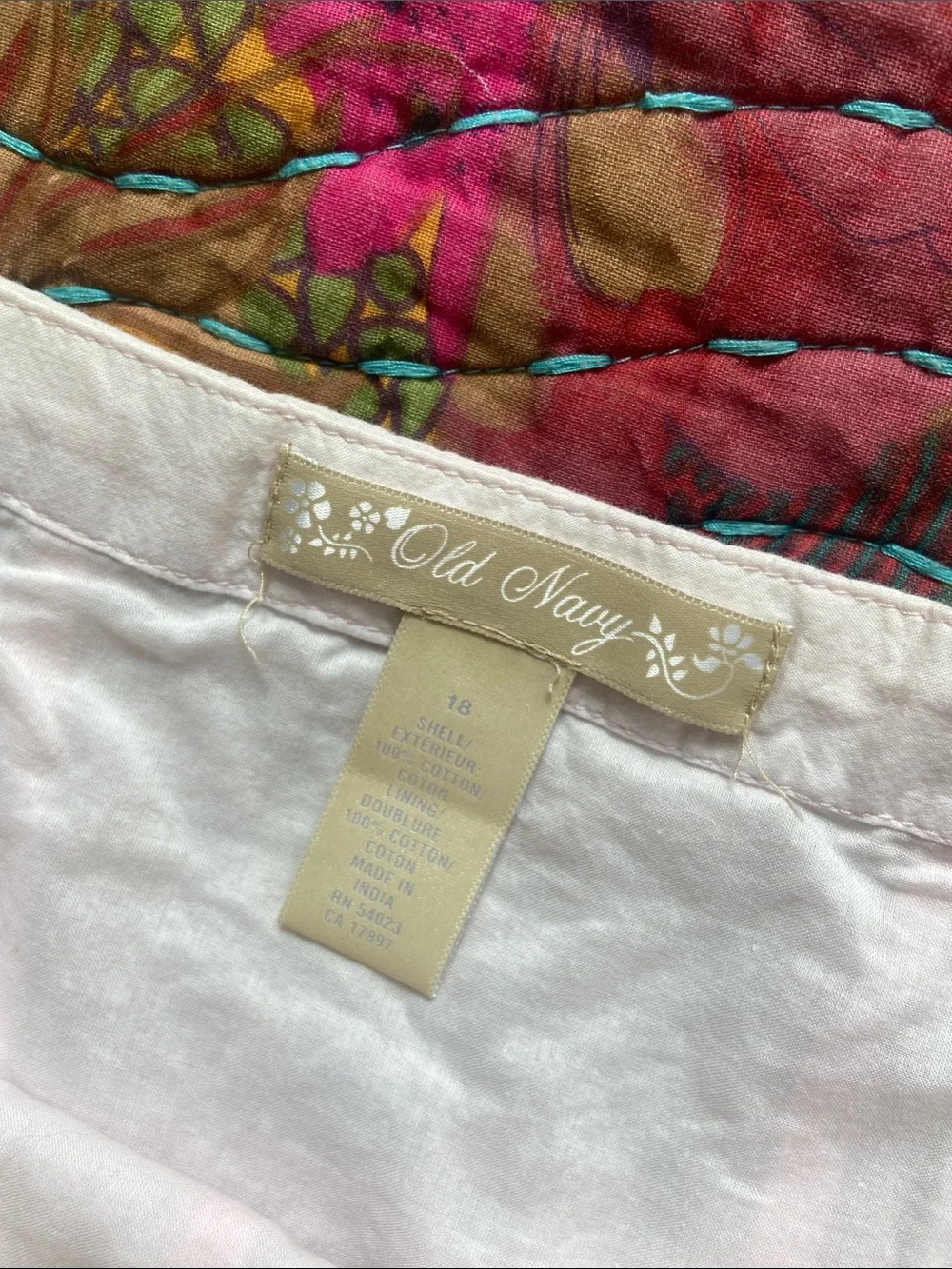 Vintage Y2K Old Navy Pale Pink Ruffle Hem Cotton midi Skirt 18